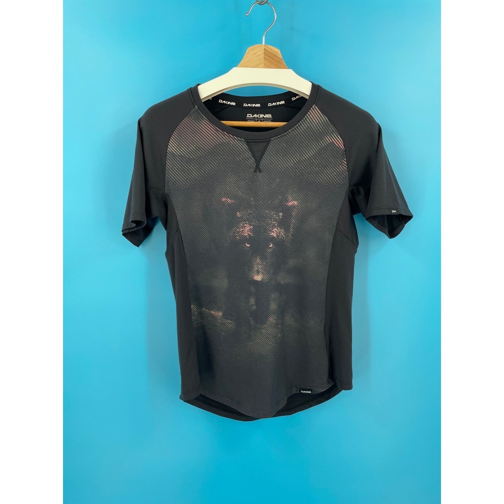 Dakine Xena Short Sleeve Bike Jersey MTB Shirt Womens S Black Dark Wolf Graphic